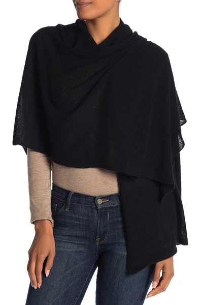 Portolano Lightweight Lambswool Blend Rolled Edge Wrap In Black