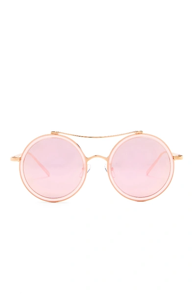 Aqs Xo 50mm Round Browbridge Sunglasses In Rose Gold-pink