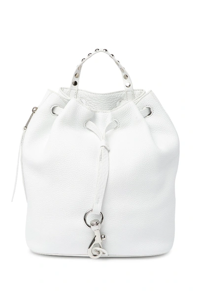 Rebecca Minkoff Blythe Drawstring Leather Backpack In Optic White