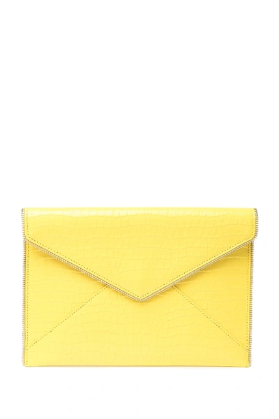 Rebecca Minkoff Leo Croc Embossed Leather Envelope Clutch In Capr Yellow
