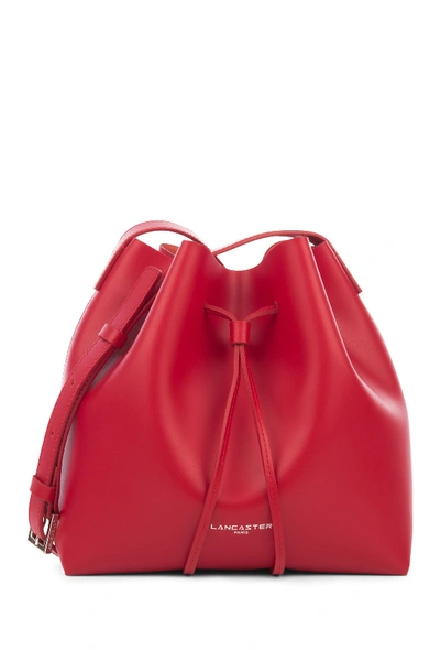 Lancaster Matte Smooth Leather Bucket Bag In Red