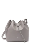 Lancaster Matte Smooth Leather Bucket Bag & Pouch In Warm Grey