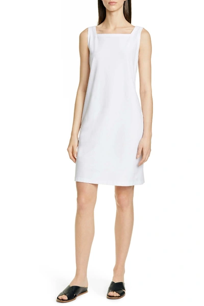 Eileen Fisher Square Neck Shift Dress In Ivory