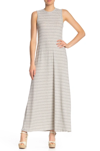 Nsr Yazmin Knit Maxi Dress In Grey/white Stripe