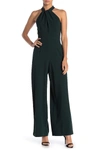 Julia Jordan Halter Wide Leg Jumpsuit In Hunter