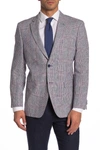 TOMMY HILFIGER Red/White/Black Glen Plaid Two Button Notch Lapel Linen Regular Fit Suit Separates Jacket