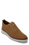 Cole Haan Zerogrand Stitchlite Wool Wingtip Oxford In Java Wool Knit/ Rock Ridge