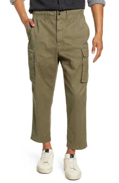 Alex Mill City Cropped Cotton-blend Twill Cargo Trousers In Olive