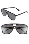 GUCCI '80S MONOCOLOR 58MM AVIATOR SUNGLASSES - BLACK,GG0262SM00158