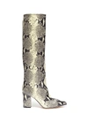 PARIS TEXAS SNAKE EMBOSSED LEATHER KNEE HIGH BOOTS