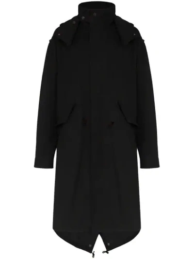 Yohji Yamamoto Hooded Parka Coat In Black