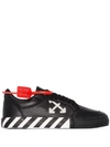Off-white Black Leather Low Vulcanized Sneakers In Black White