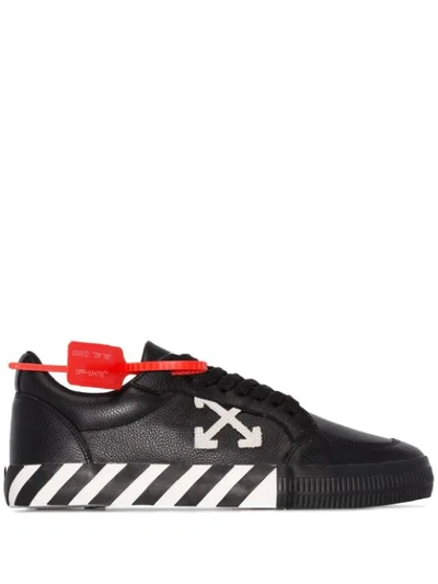 Off-white Black Leather Low Vulcanized Sneakers