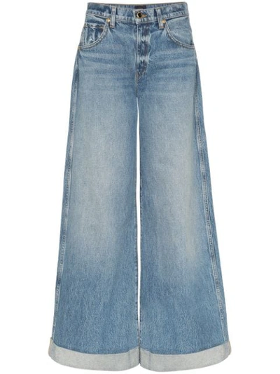 Khaite Noelle Wide Leg Rolled Jean In Santa Cruz In Blue