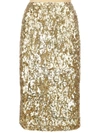 Michael Kors Sequined Stretch-tulle Pencil Skirt In Gold