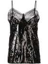 MICHAEL KORS LACE TRIMMED SEQUINNED TOP