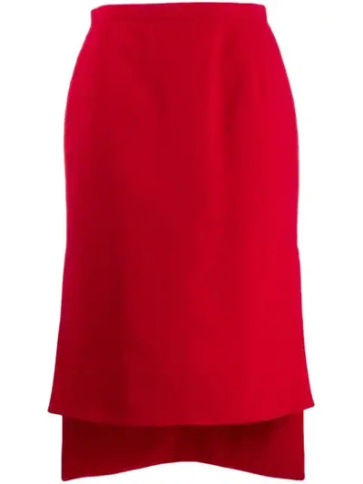 N°21 High-low Satin Pencil Skirt In Red