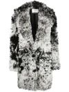 Common Leisure Oversized Shearling Coat In Black