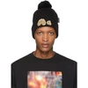PALM ANGELS PALM ANGELS BLACK AND BROWN KILL THE BEAR BEANIE