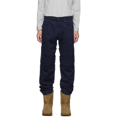 Y/project Navy Layered Trousers In F55 Navy