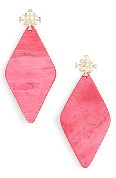 Akola Asha Drop Earrings In Magenta