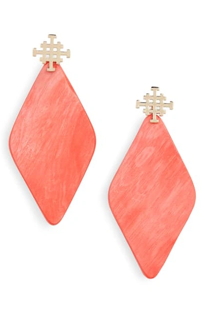 Akola Asha Drop Earrings In Coral