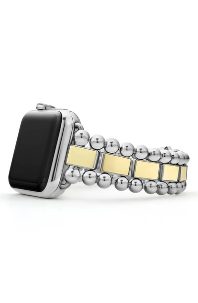 Lagos Smart Caviar Stainless Steel 18k Gold Apple Watch Bracelet, 38-44mm In Gold/silver