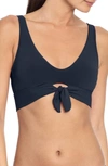 Robin Piccone Ava Knot Front Bikini Top In Navy