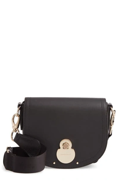 Longchamp Medium Cavalcade Leather Crossbody Bag In Black