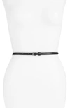 SAINT LAURENT CALL ME CRYSTAL EMBELLISHED SKINNY LEATHER BELT,584355DSFAD