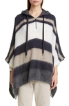 BRUNELLO CUCINELLI HOODED STRIPE PONCHO SWEATER,M1V575509-192