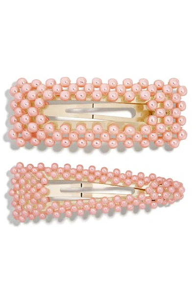 Baublebar Scarlett Imitation Pearl Hair Clip Set In Pink