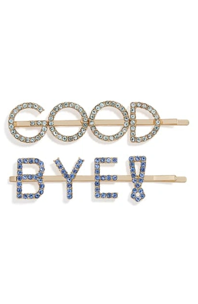 Baublebar Goodbye! Set Of 2 Crystal Bobby Pins In Blue/ Gold