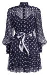 ZIMMERMANN SABOTAGE LANTERN LONG SLEEVE SILK MINIDRESS,6766DSAB