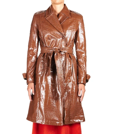 Pinko Brown Polyester Trench Coat