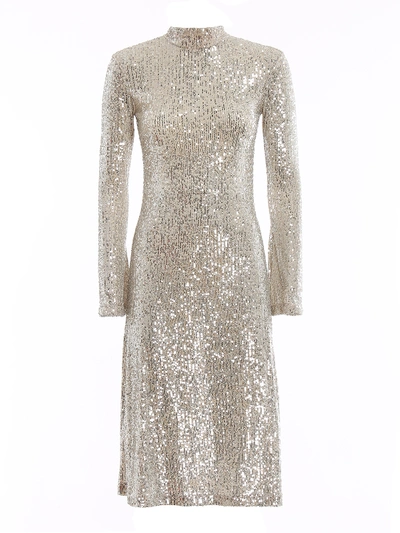 L'autre Chose All Over Sequin Midi Dress In Silver