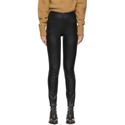 Rag & Bone Rag And Bone Black Leather Simone Trousers In 1 Black