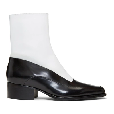 Y/project Y / Project Contrasting Panelled Ankle Boots In Black & White