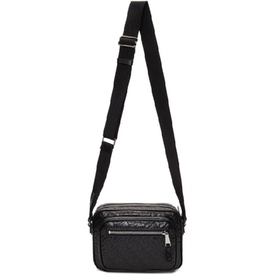 Burberry Paddy Tb Embossed Leather Crossbody Bag In Black