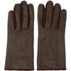 BURBERRY BURBERRY BURGUNDY LEATHER AND VELVET CLASSIC GLOVES