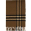 BURBERRY BURBERRY BROWN CASHMERE GIANT CHECK SCARF