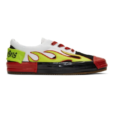 Palm Angels Flame Sneaker In Yellow,white,red