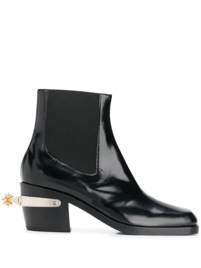 Nodaleto Bulla Western Leather Ankle Boots In Black Soul
