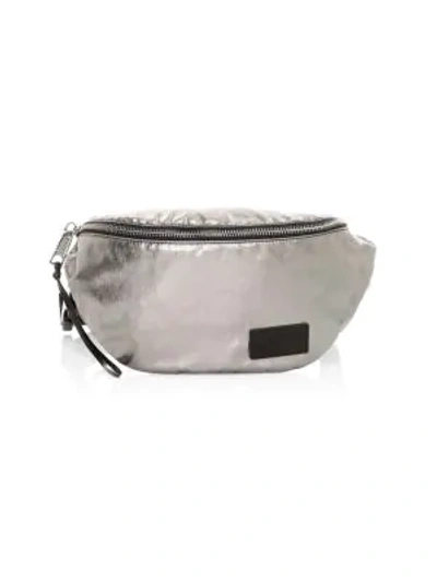 Rebecca Minkoff Metallic Nylon Belt Bag In Gunmetal/silver