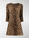 Dolce & Gabbana Short Leopard Print Dress In Double Crêpe In Neutrals