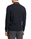 Moncler Patch-detail Long-sleeved Polo Shirt In Blue