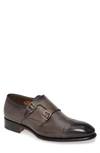 Santoni Men's Ira Leather Double-monk Loafers In Grey