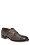 Santoni Men's Ira Leather Double-monk Loafers In Gray