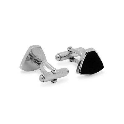 Lanvin Onyx Stone Silver-tone Cufflinks In Black And Silver