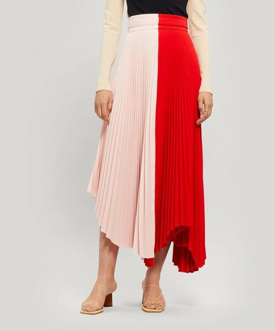 A.w.a.k.e. Double Trouble Doric Two-tone Pleated Skirt In Red